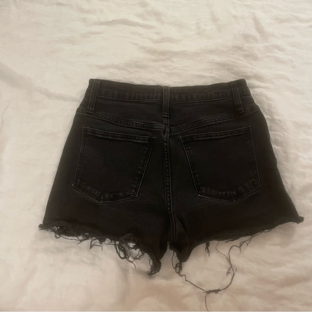 $68 Madewell Black Button Front Denim Shorts - Picture 5 of 6